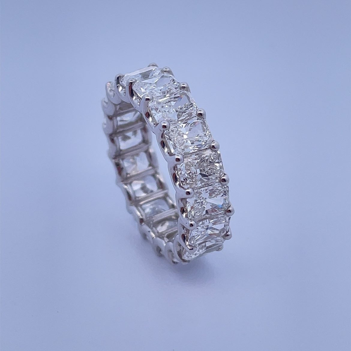 For Sale:  Radiant Diamond Eternity Band 18k White Gold Ring (Wedding Band) 3