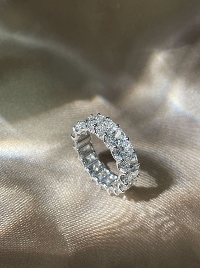 For Sale:  Radiant Diamond Eternity Band 18k White Gold Ring (Wedding Band) 2
