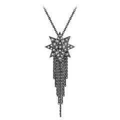 Ana de Costa Handmade Silver and White Diamond Sirius Star Tassel Pendant