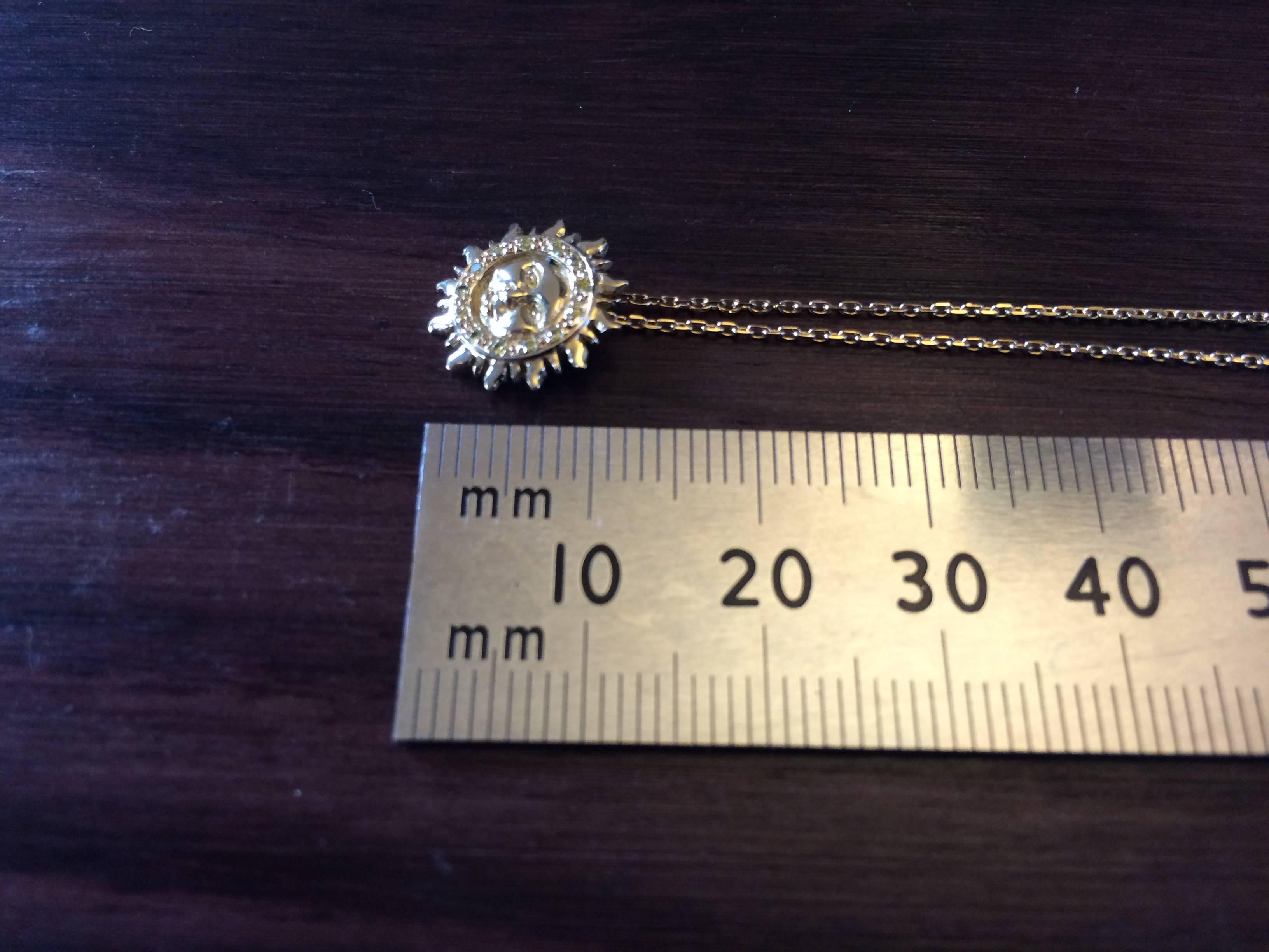 Contemporary Ana de Costa Yellow Gold Yellow Diamond Sun Circular Pendant Necklace For Sale