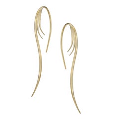 Ana De Costa Solid Yellow Gold Multi-Strand Hook Through Drop Strand Earrings