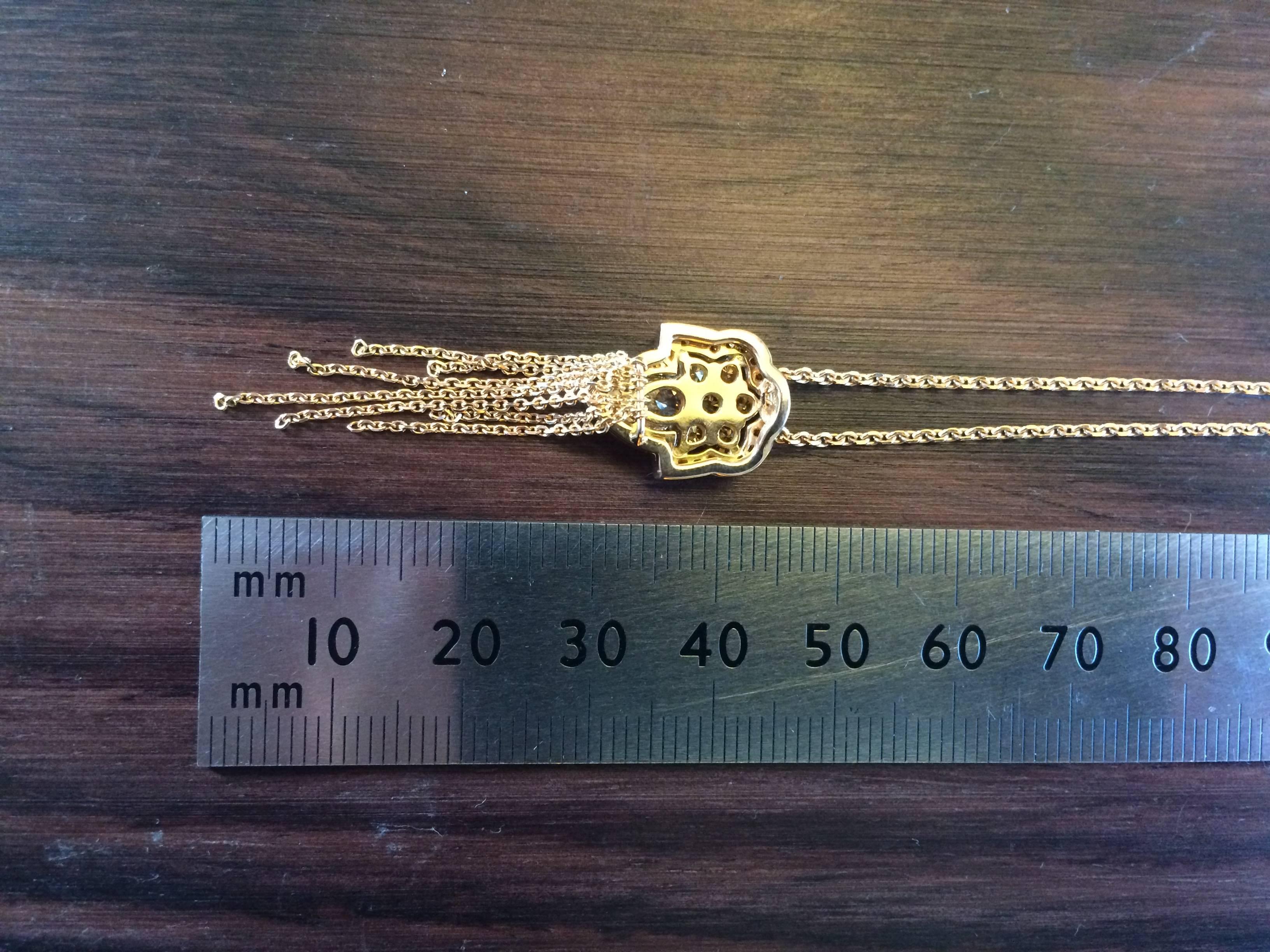 Ana de Costa Rose Gold Pear Round Cognac Diamond Drop Chain Tassel Pendant (Zeitgenössisch) im Angebot