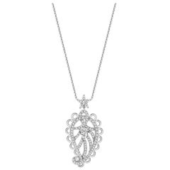 Ana de Costa Platinum White Pear Round Diamond Paisley Chain Drop Pendant