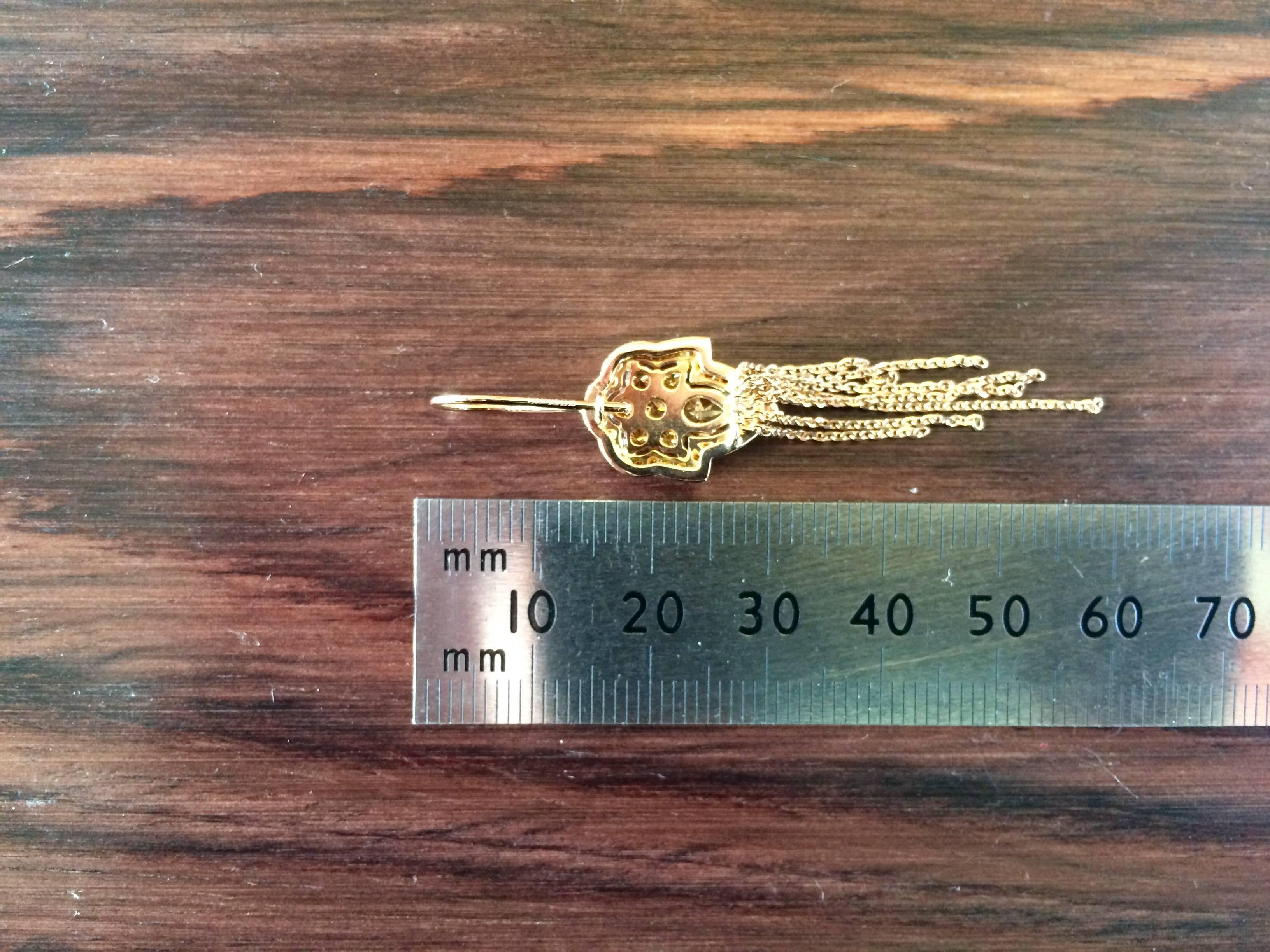 Contemporary Ana De Costa Rose Gold Pear Round Cognac Diamond Drop Chain Earrings For Sale