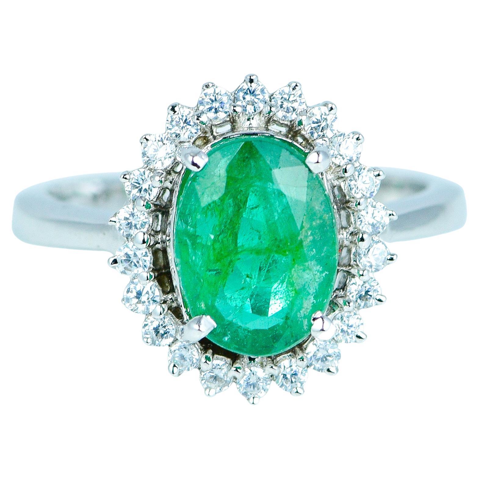 2.11 Carat Natural Emerald Ring