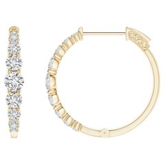 Angara - Boucles d
oreilles en or massif 14 carats avec diamants gradués et sertis clos