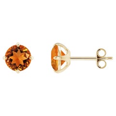 Angara Natural Claw-Set Round 1.4ct Citrine Solitaire Stud Earrings in 14K Gold