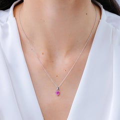 Pink Sapphire Heart Pendant with Diamond Accents in 14K Solid Gold for Women