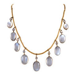 Victorian Moonstone Gold Festoon Necklace