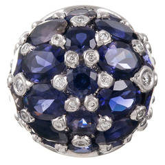Iolite and Diamond Dome Ring
