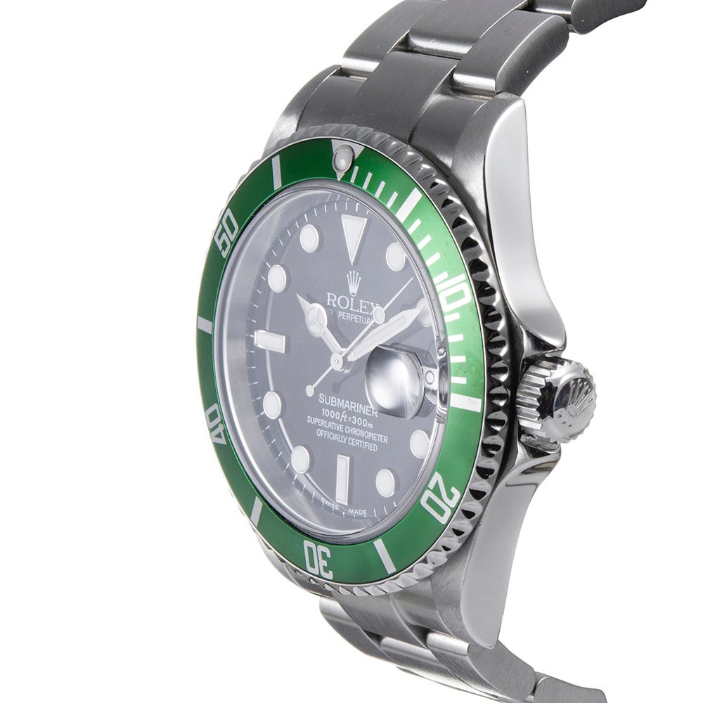 Rolex Stainless Steel Anniversary Green Submariner with Special Provenance