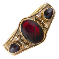 Antique Victorian Cabochon Garnet Bangle Bracelet