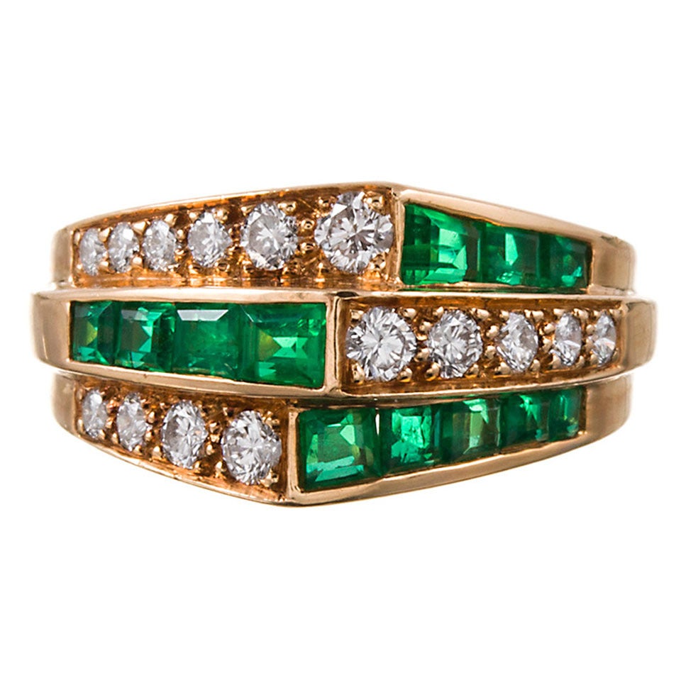 Oscar Heyman Emerald Diamond Gold Ring