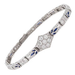 Art Deco Sapphire Diamond Gold Bracelet