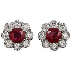 4.16 Carats Ruby and 3.78 Carats Diamond Cluster Earrings 12