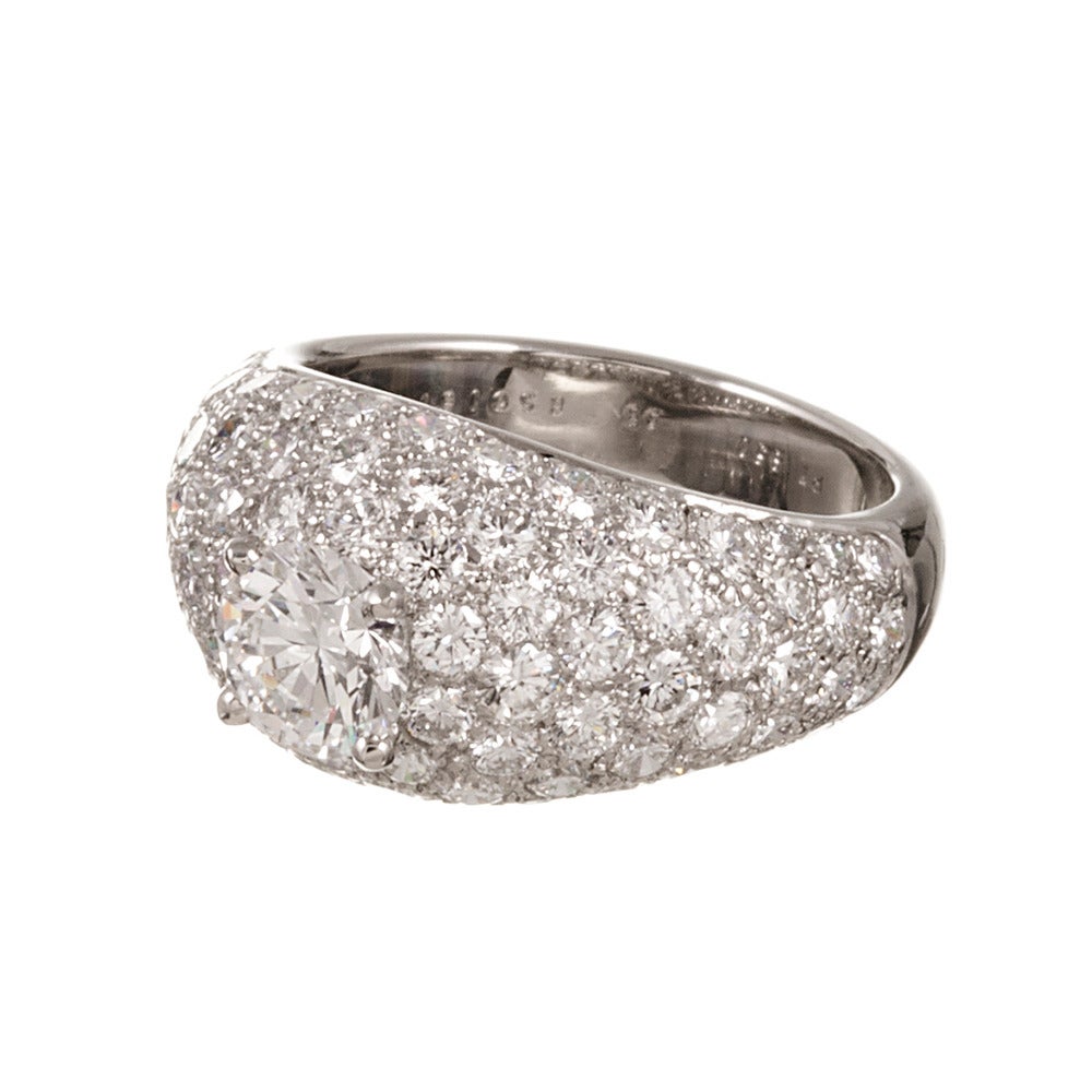 Cartier Diamond Platinum Dome Ring In Excellent Condition In Carmel-by-the-Sea, CA