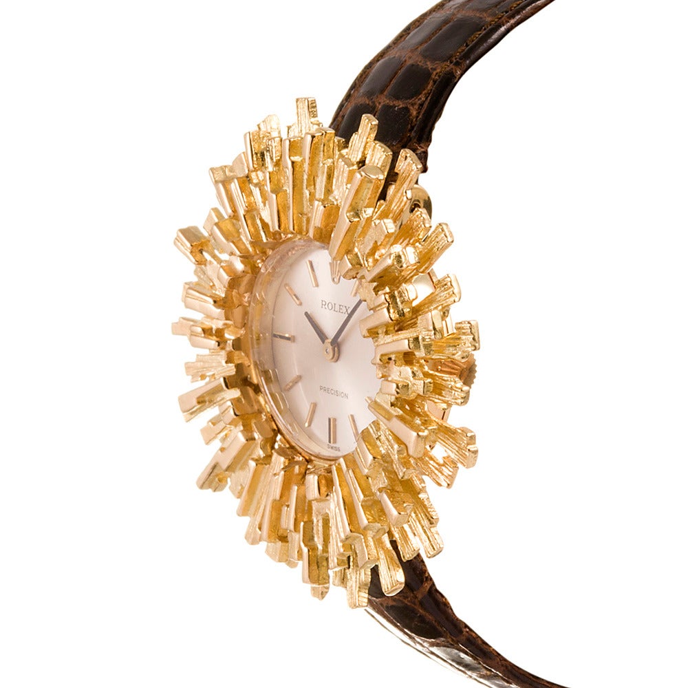 Rolex Geneva Lady's Gold Modernist Wristwatch 1970