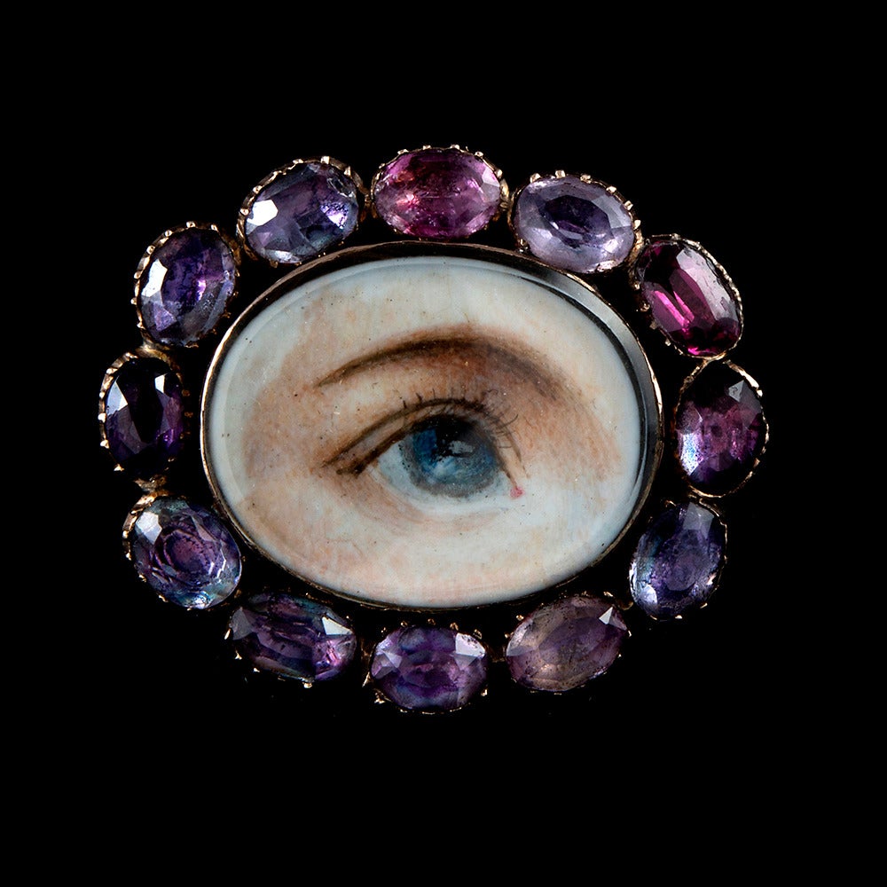 Lover’s Eye Pin with Hair Locket Back, circa 1825 In Excellent Condition In Carmel-by-the-Sea, CA