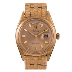 Rolex Gold Factory Florentine Finish Day-Date Wristwatch Ref 1806 circa 1960s