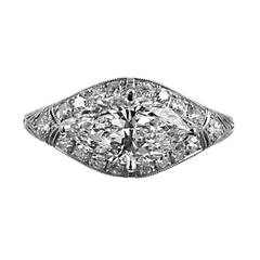 Horizontal 1.65 Carat Marquise Diamond Platinum Ring