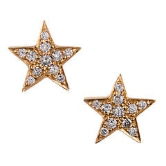 Craig Drake Diamond Gold Star Stud Earrings