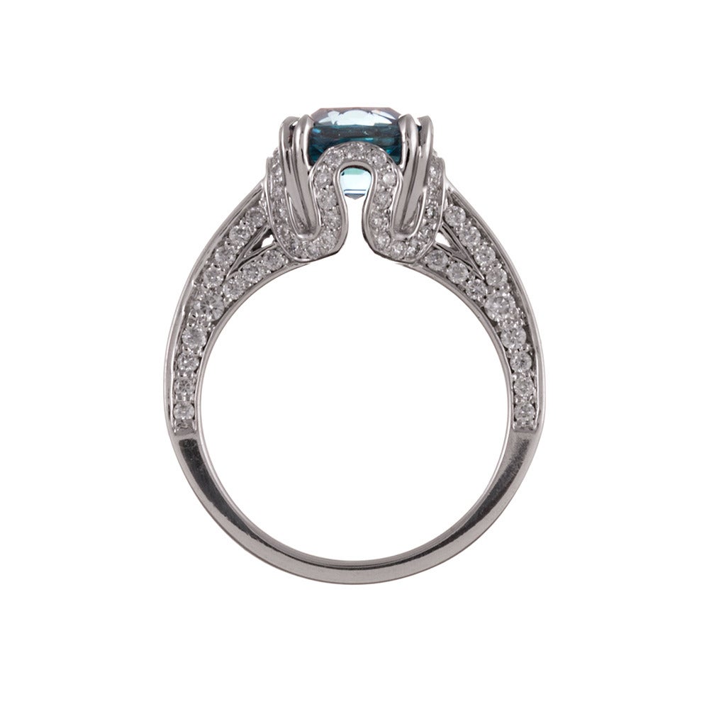 Women's 3.54 Carat Blue Zircon Diamond Ring