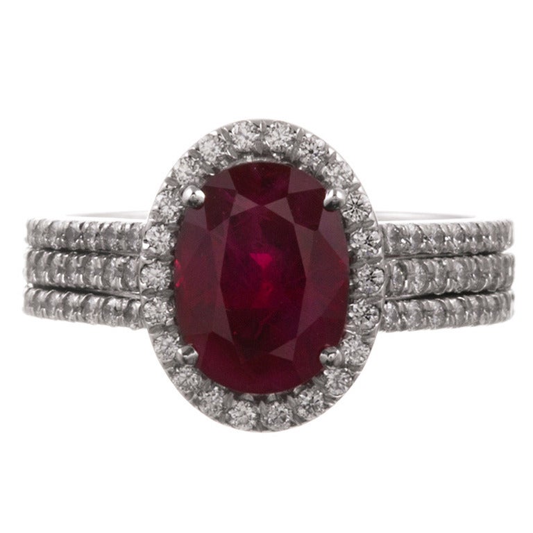 2.60 Carat Ruby Diamond Ring