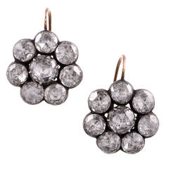 9 Carats of Rose Cut Diamonds Cluster Earrings 9 Carats of Rose Cut Diamonds Cluster Earrings