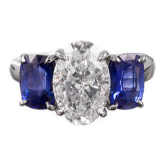 2.01 Carat GIA Cert Diamond Sapphire Ring