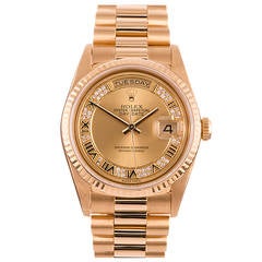 Rolex Yellow Gold Day-Date Myriad Roman Diamond Dial Wristwatch Ref 18238