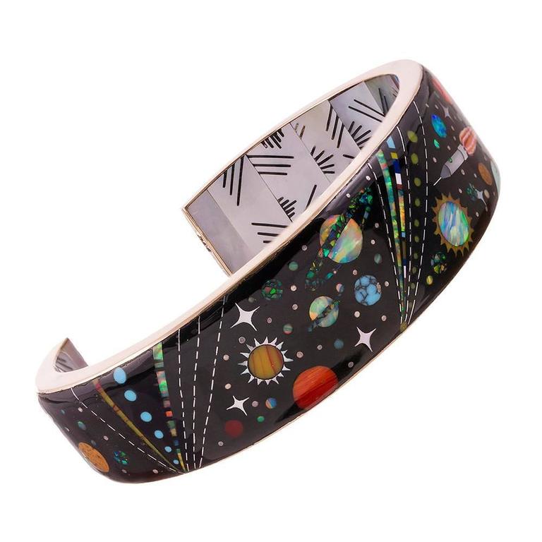 Mother of Pearl Enamel Inlaid Gold “Cosmos” Bracelet