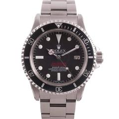 Rolex Stainless Steel Double Red SeaDweller Luminova Dial Wristwatch