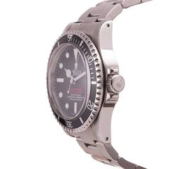Rolex Stainless Steel Double Red SeaDweller Luminova Dial Wristwatch