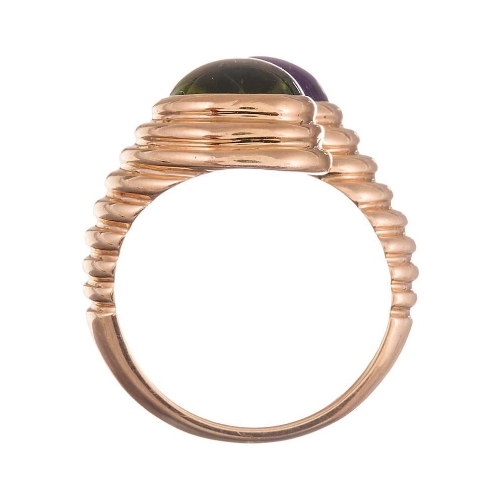 Women's Bulgari Amethyst Peridot Gold Bypass Ring