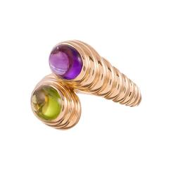 Bulgari Amethyst Peridot Gold Bypass Ring
