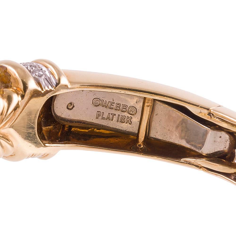 Women's David Webb Baroque Pearl Diamond Gold Cuff Bracelet