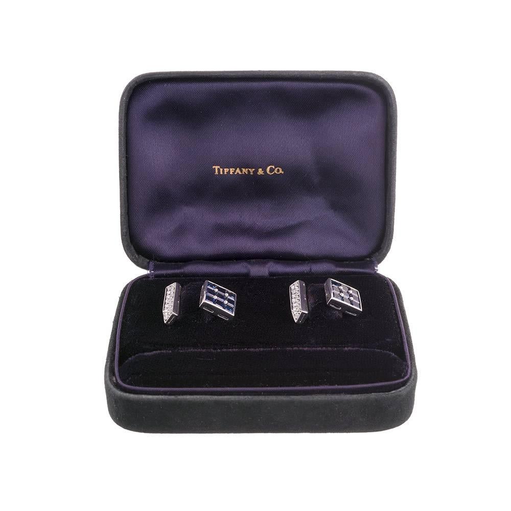 Men's Tiffany & Co. Sapphire Diamond Platinum Cufflinks