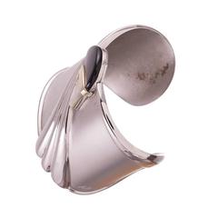 Erte Pearl Onyx Diamond Silver Gold Limited Edition Tempest Cuff, 1981