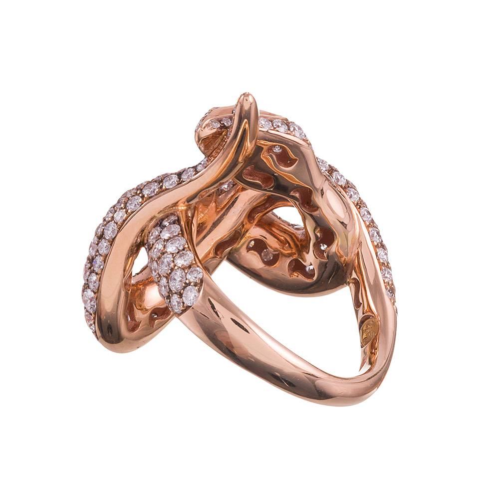 Luca Carati 4.63 Carats Diamonds Gold Serpent Ring In Excellent Condition In Carmel-by-the-Sea, CA