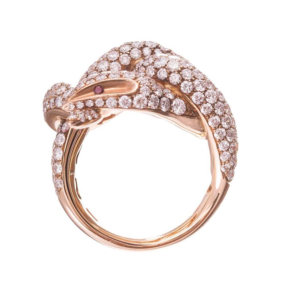 Women's Luca Carati 4.63 Carats Diamonds Gold Serpent Ring