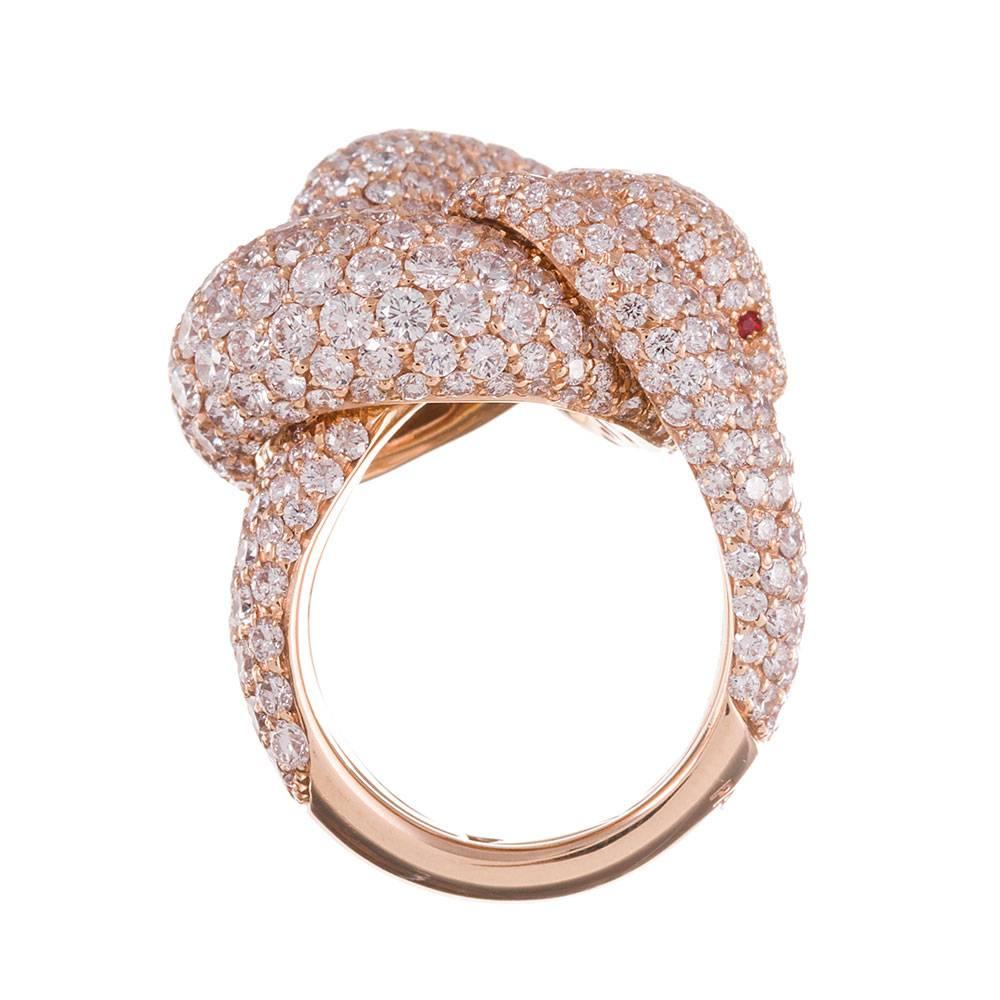 Women's Palmiero 11.64 Carats Diamonds Gold Snake Ring