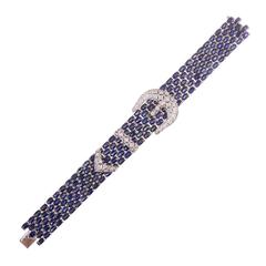 37 Carats of Sapphires Diamond Gold Buckle Bracelet