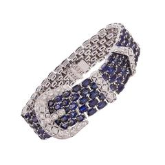 37 Carats of Sapphires Diamond Gold Buckle Bracelet