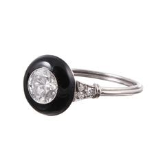 Onyx .60 Carat Diamond Platinum Solitaire Ring