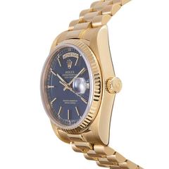 Rolex Yellow Gold Blue Dial Day-Date Wristwatch Ref 18038