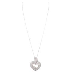 Large Floating Diamond Gold Heart Pendant