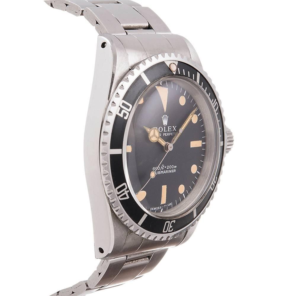 Rolex Stainless Steel Submariner Wristwatch Ref 5513 In Excellent Condition In Carmel-by-the-Sea, CA