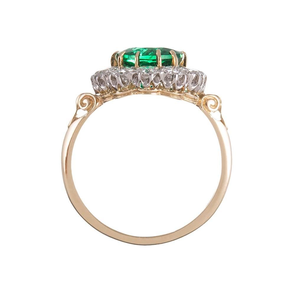 Women's 2.73 Carat Emerald Diamond Gold Cluster Ring