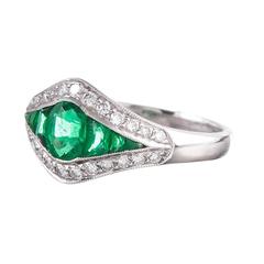 Emerald Diamond Platinum Ring