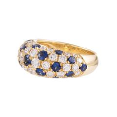 Sapphire Diamond Gold Speckled Half Eternity Dome Ring
